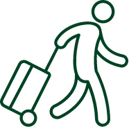 Passenger pulling a suitcase icon